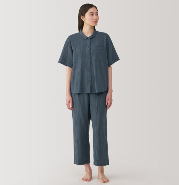 日本直送:無印良品MUJI 柬埔寨製 女裝純棉無縫五分袖睡衣 (MJ205)