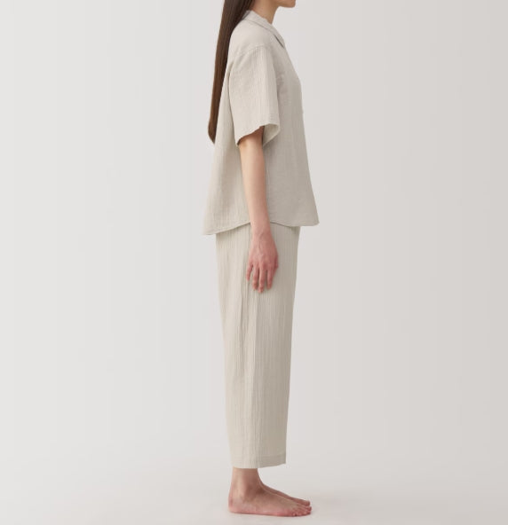 日本直送:無印良品MUJI 柬埔寨製 女裝純棉無縫五分袖睡衣 (MJ205)