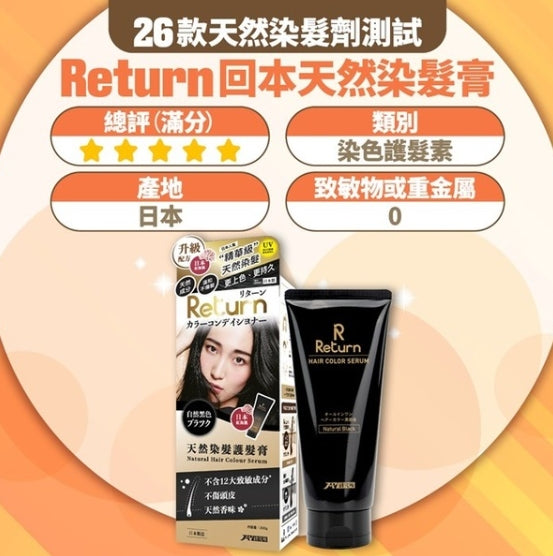 日本製:Return Natural Hair Colour Serum 回本天然染髮護髮膏 200g (B631)