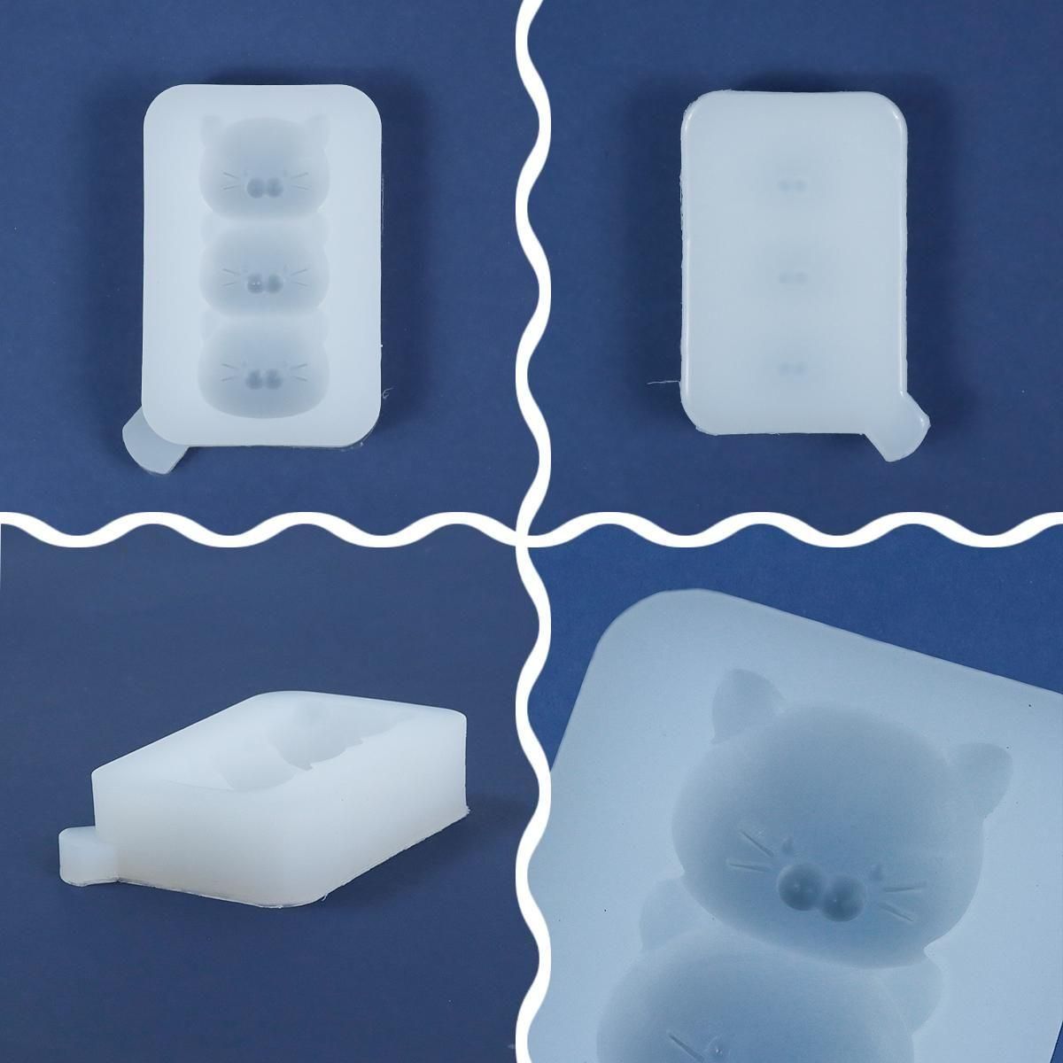 日本直送:【シリコン型・モールド】たてならび三連猫 シリコンモールド 三隻小貓矽膠模具(B2978)