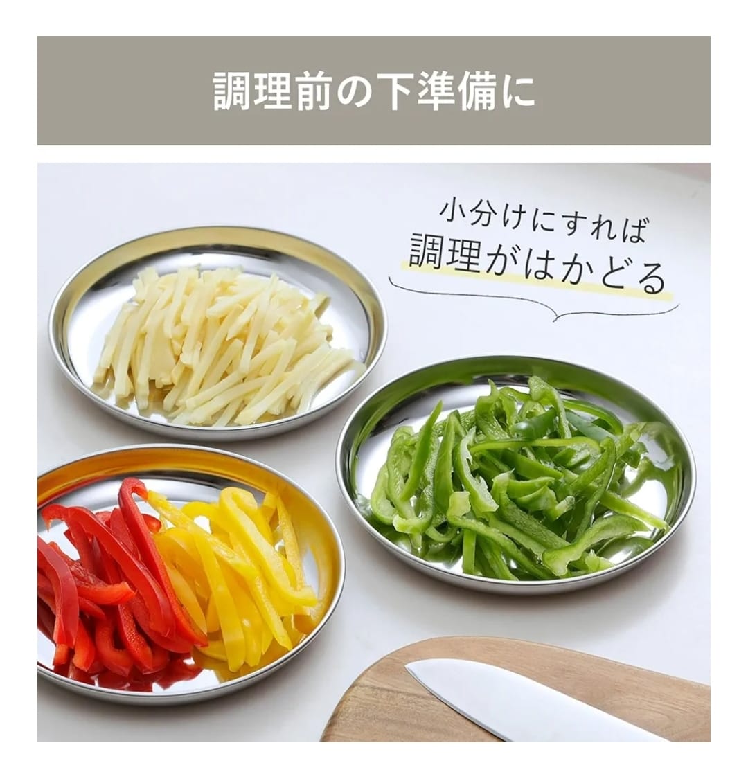 日本製:下村企販 不鏽鋼圓形食材托盤 3枚組 (B3066)