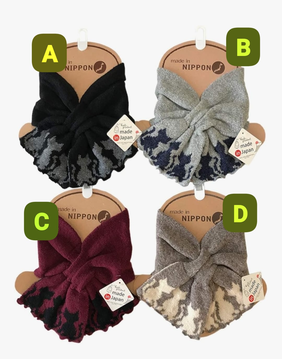 TERAICHI 貓咪花紋交叉式保暖頸巾