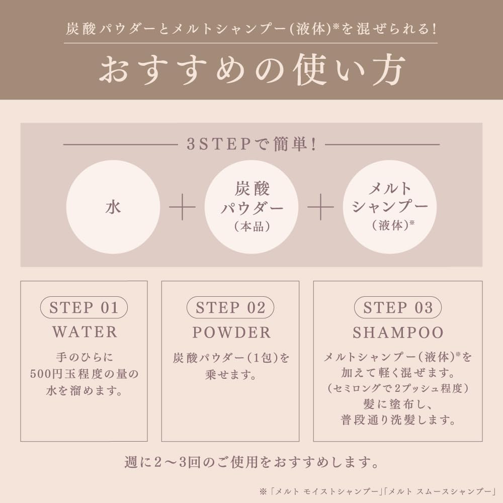 Japan: Kao melt | Rich Carbonated Shampoo Powder (10 packs) (B3402)