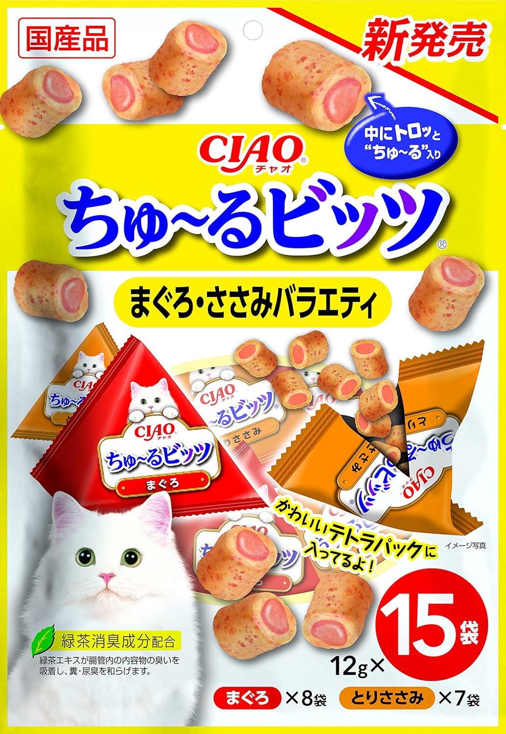 日本製:CIAO 猫用おやつ ちゅ~るビッツ 12g×15袋 (B2989)