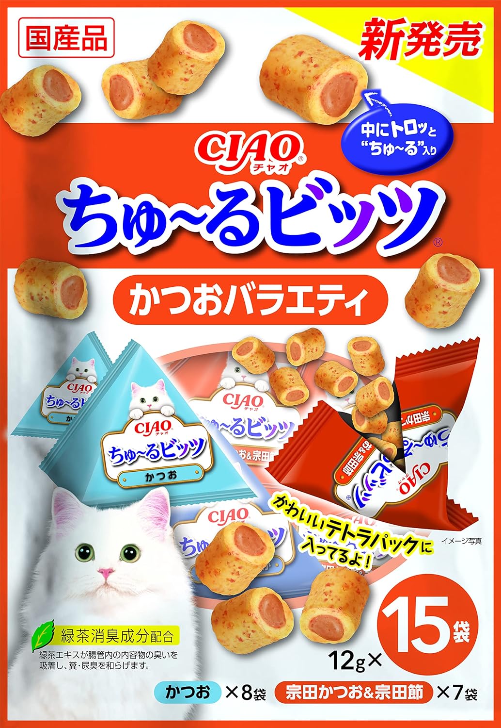 日本製:CIAO 猫用おやつ ちゅ~るビッツ 12g×15袋 (B2989)