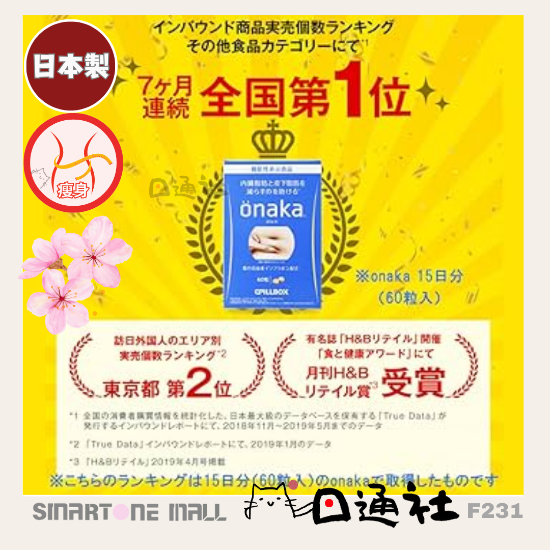日本製:Pillbox Onaka燃脂酵素瘦腹減肥丸120粒一個月份量 (F231) /Made in Japan: Pillbox Onaka Fat Burning Enzyme Slimming Pills (120 Capsules) F231
