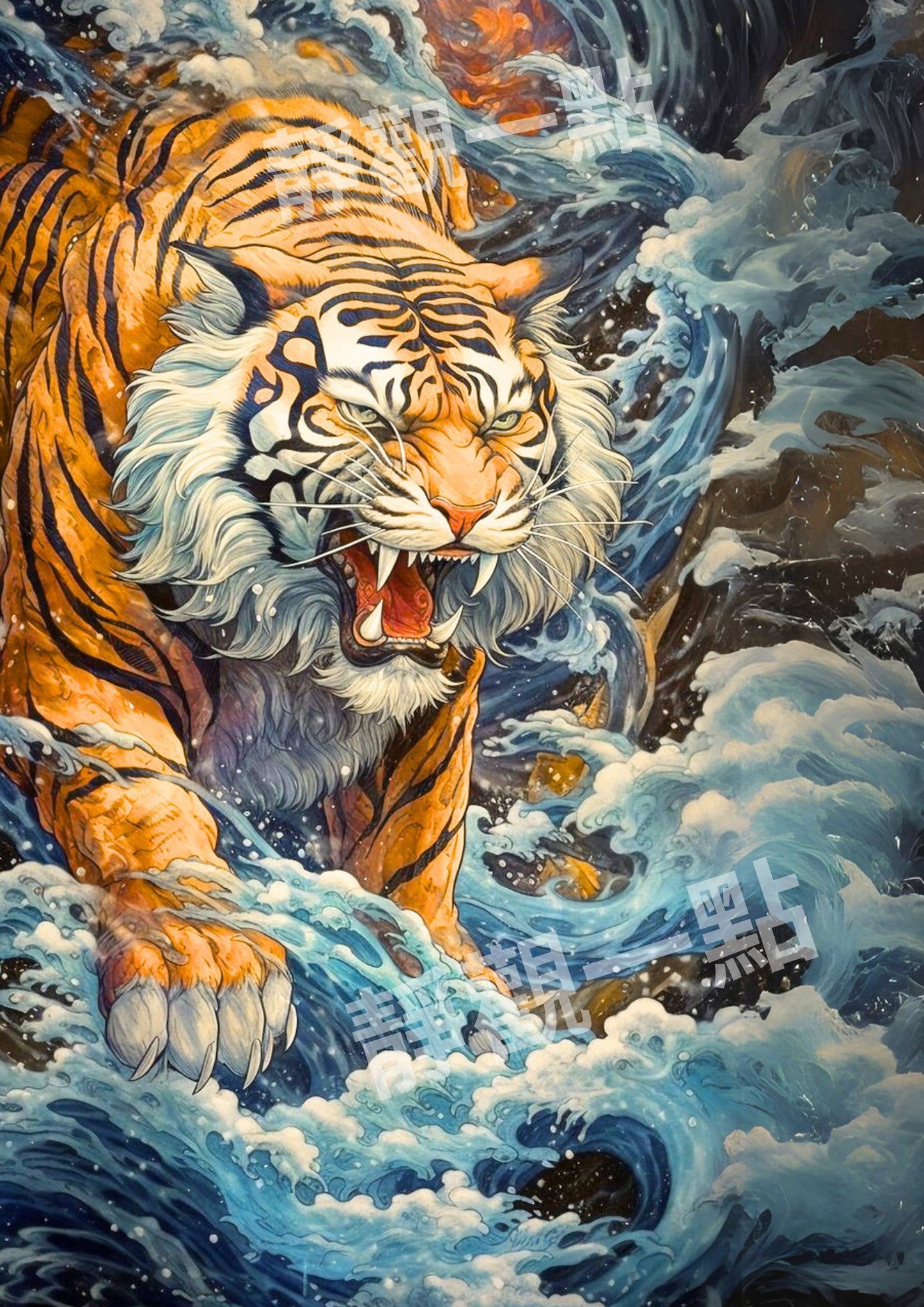 風水佈置--實體畫《下山虎入海圖》(R201)
