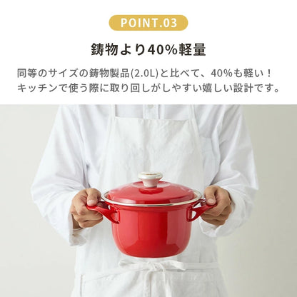 日本製：Fujihoro EX 系列 旗艦頂級款 16cm 雙耳琺瑯小燉鍋 1.6L (B3680)