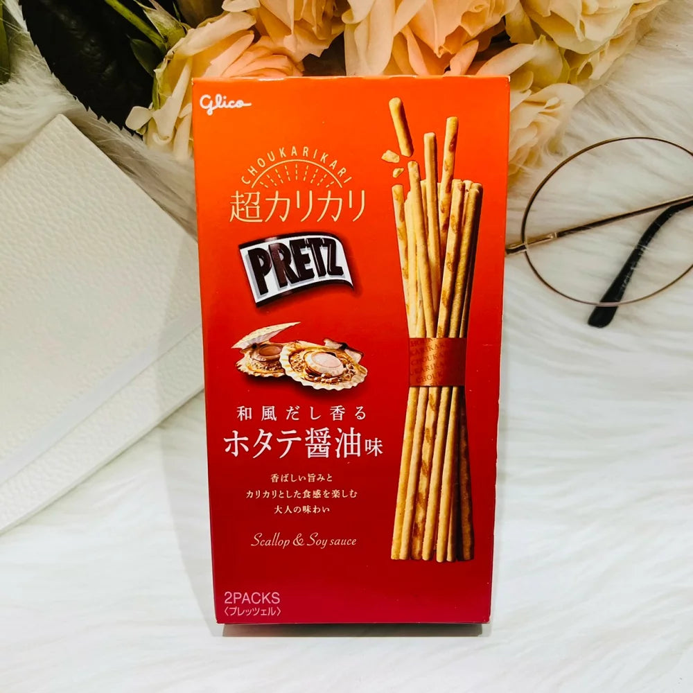 日本製：江崎グリコ｜PRETZ 超極細 帆立貝醤油味 55g (B3886)