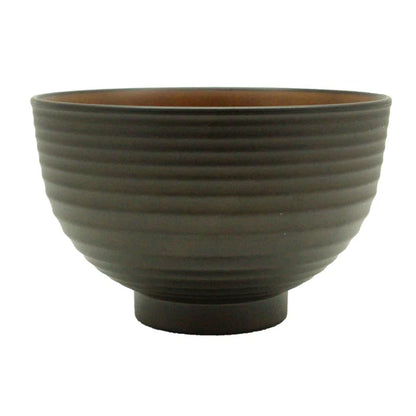 JP DAISO-11 日本製 會津漆器紅色 / 黑色內裝條紋湯碗 (B3109)