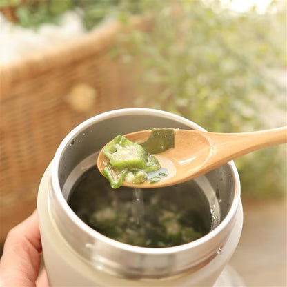 日本製：MUJI 無印良品 廣口保溫保冷湯罐 300/430mL｜灰米色 / 銀色 (B592)