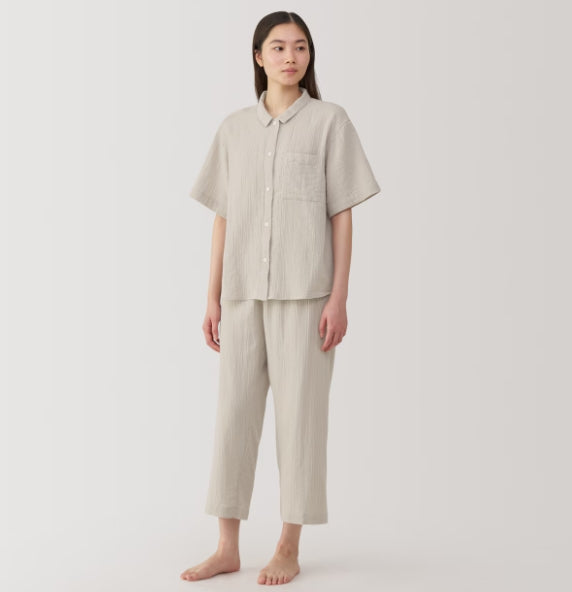 日本直送：無印良品MUJI 柬埔寨製 女裝純棉無縫五分袖睡衣 (MJ205)