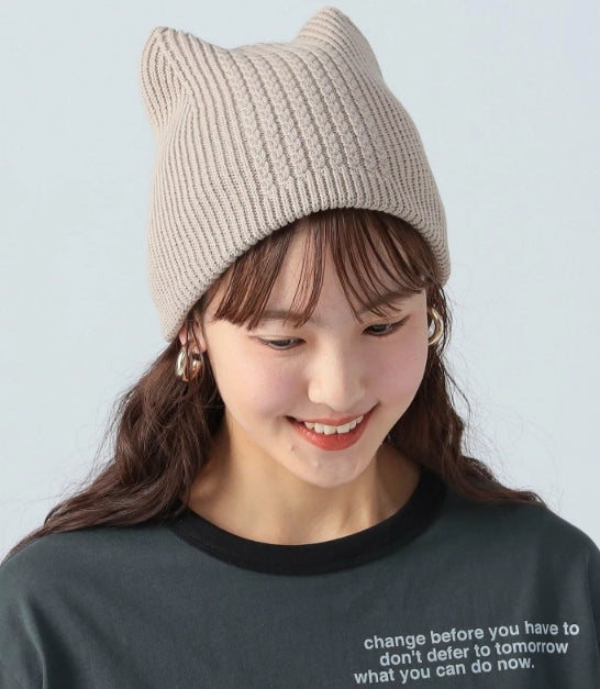 日本直送：Beams Heart Cat Ear Shaggy Watch Cap 貓耳冷帽3色選(B3042)
