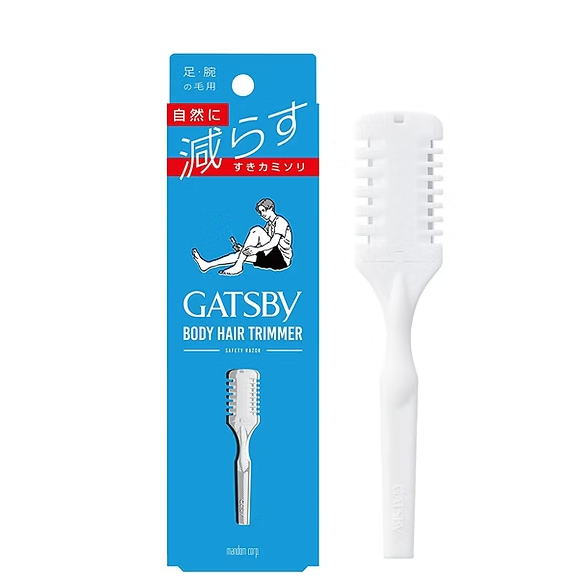 日本製-GATSBY代購-男士體毛減量修剪梳1個裝-單件裝-日本進口GATSBYギャツビーBodyHairTrimmer男士體毛修剪梳雙向安全刀刃打薄減量不剃光腿毛臂毛體毛修剪適用全肌膚適用-改善男士體毛過密雜亂及剃毛刺癢-日系男士護理用品照