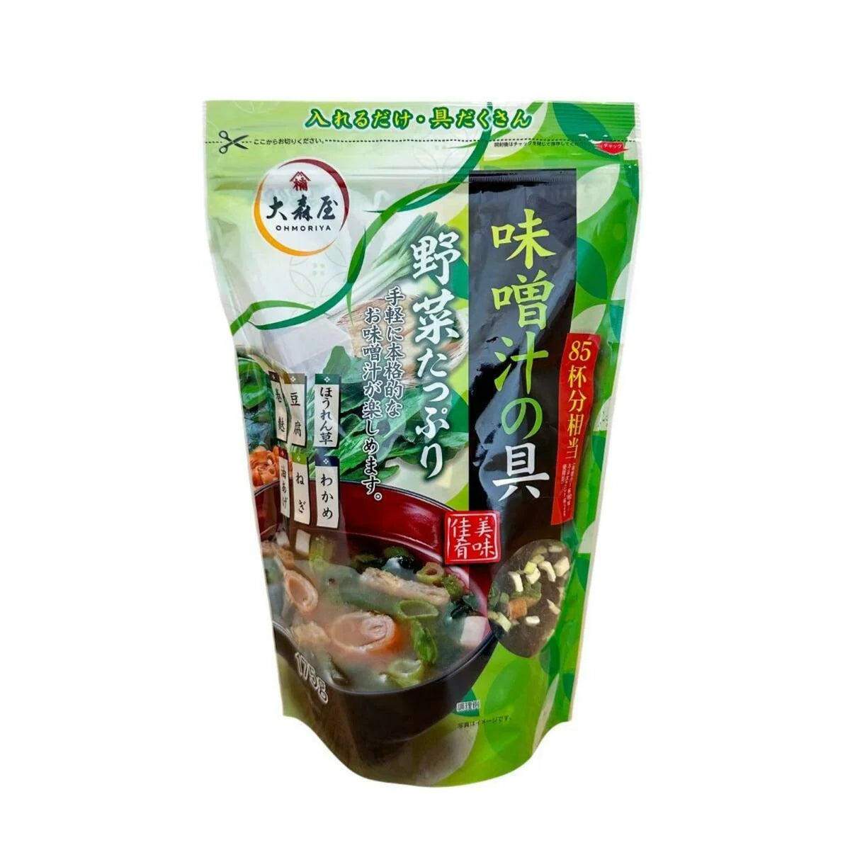 日本製-大森屋代購-滿滿蔬菜即沖味噌湯配料-175gCOSTCO大容量袋裝-日本進口大森屋6大豐富蔬菜海帶芽菠菜豆腐油揚-免浸泡10秒極速沖泡-改善即沖湯配料少及缺乏膳食纖維-日系簡約美學餐廚乾物點心照