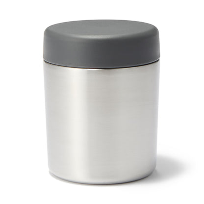 日本製：MUJI 無印良品 廣口保溫保冷湯罐 300/430mL｜灰米色 / 銀色 (B592)