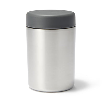 日本製：MUJI 無印良品 廣口保溫保冷湯罐 300/430mL｜灰米色 / 銀色 (B592)