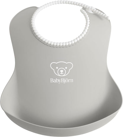 日本製-BabyBjorn-專業級防漏超輕量圍兜-粉藍色-TPE材質-無段式頸圍調整-瑞典製造