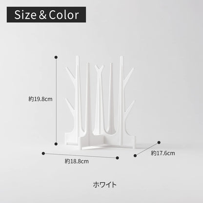 日本製-marna代購-折疊式Slim窄身立體水壺水瓶晾乾架-白色K695W盒裝-日本進口marna聚丙烯保溫瓶開口朝下極速瀝乾架-折疊厚度3.1cm瓶蓋密封圈專用位-改善水壺內部積水發霉異味及廚房檯面雜亂-日系簡約美學廚房用品照