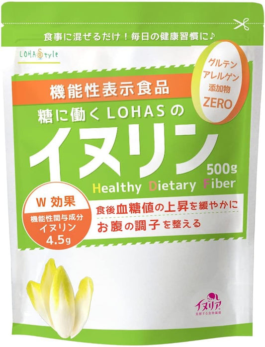日本製： LOHAStyle 即溶膳食纖維粉 500g（綠色 關注便秘+血糖版） (F243)／ Made in Japan: LOHAStyle Instant Dietary Fiber Powder 500g (green, constipation-focused + blood sugar version)(F243)
