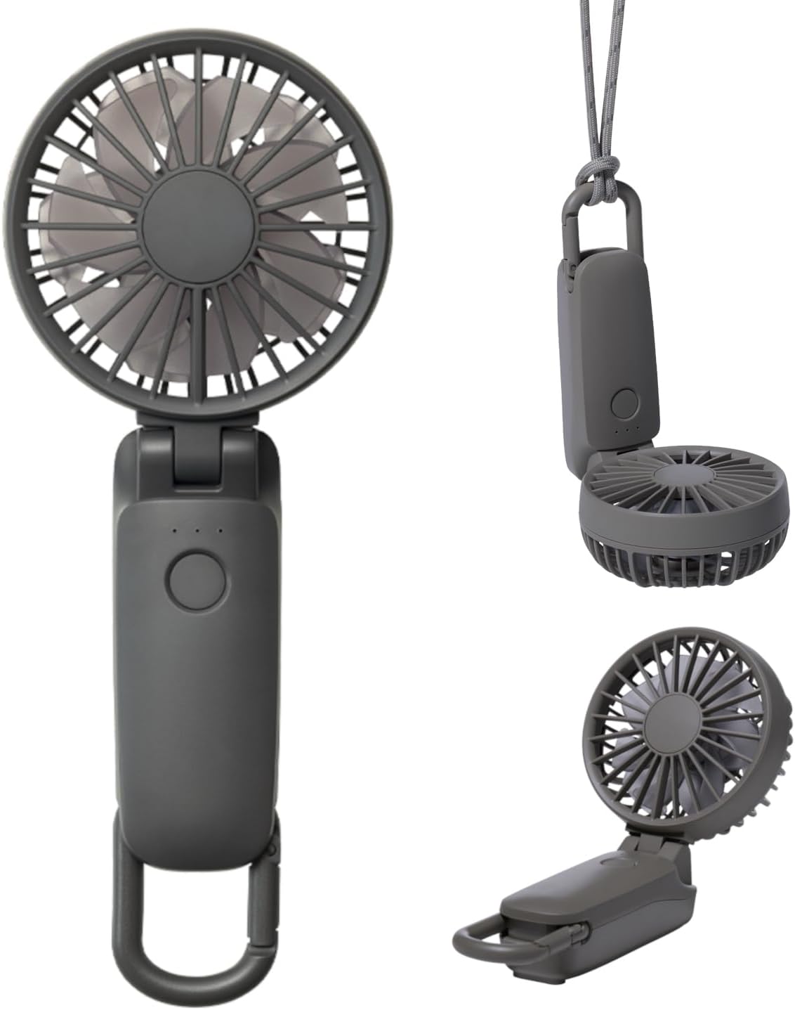 日本品牌-5階段智能控速手持隨身風扇-2000mAh鋰電池-150g超輕量-五檔風力切換節律風渦輪風-TypeC充電手持小風扇-自帶頸繩掛脖-夏季防中暑便攜工具-產品展示照