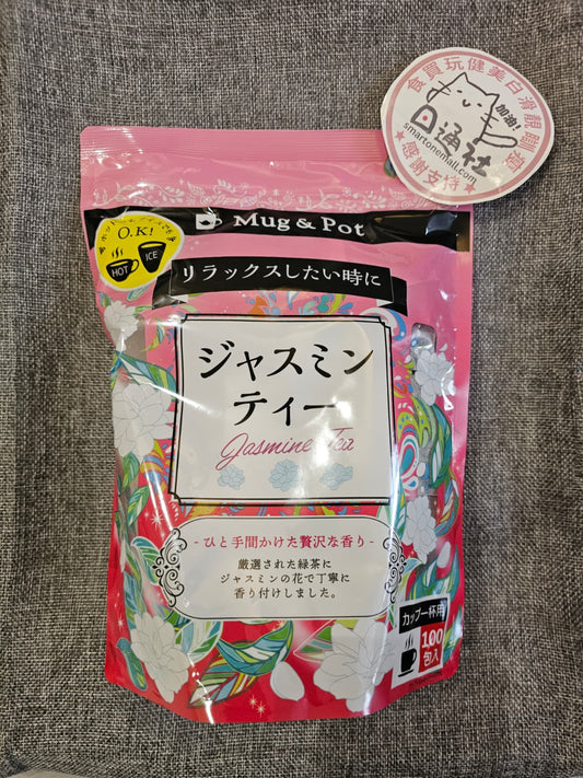 日本製 Mug &amp; Pot 茉莉花茶大包裝，內含 100 個三角立體茶包，具有芳香舒壓與清熱去膩功效