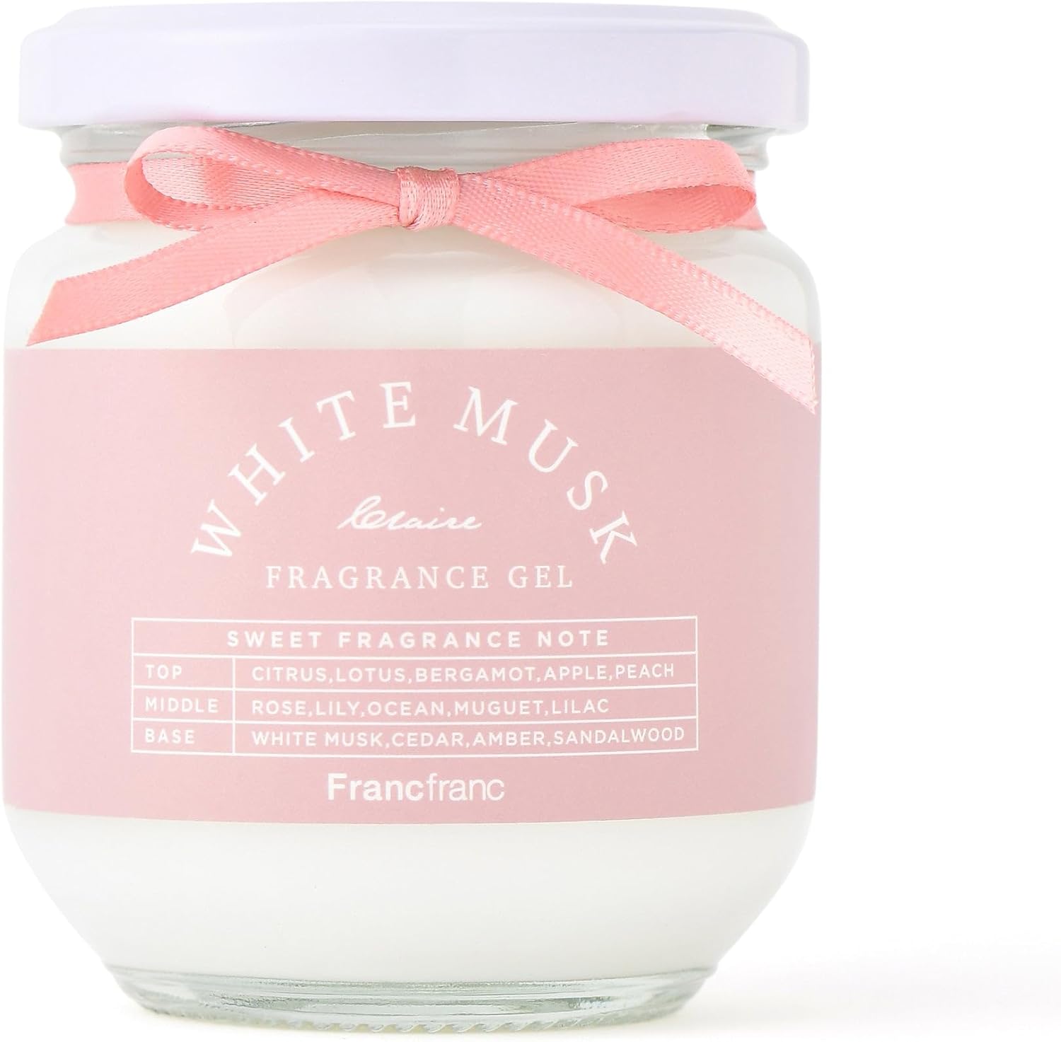 日本品牌-Francfranc-Clair-消臭香氛凝膠-180g-白麝香-クレア-植物性消臭劑-置型室內薰香-果醬瓶設計-法式甜美家居裝飾-日本雜貨代購-
