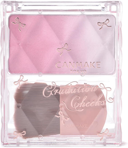 日本製-CANMAKE-漸層立體雙色腮紅-01莓果優格-02蜜桃奶茶-高光腮紅二合一-3D光澤感-日本彩妝