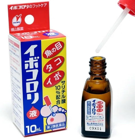 日本製-橫山製藥-Ibokorori-去疣去雞眼液-6ml-第2類醫藥品-水楊酸-雞眼厚繭去除-速乾成膜-點塗小棒-產品展示照