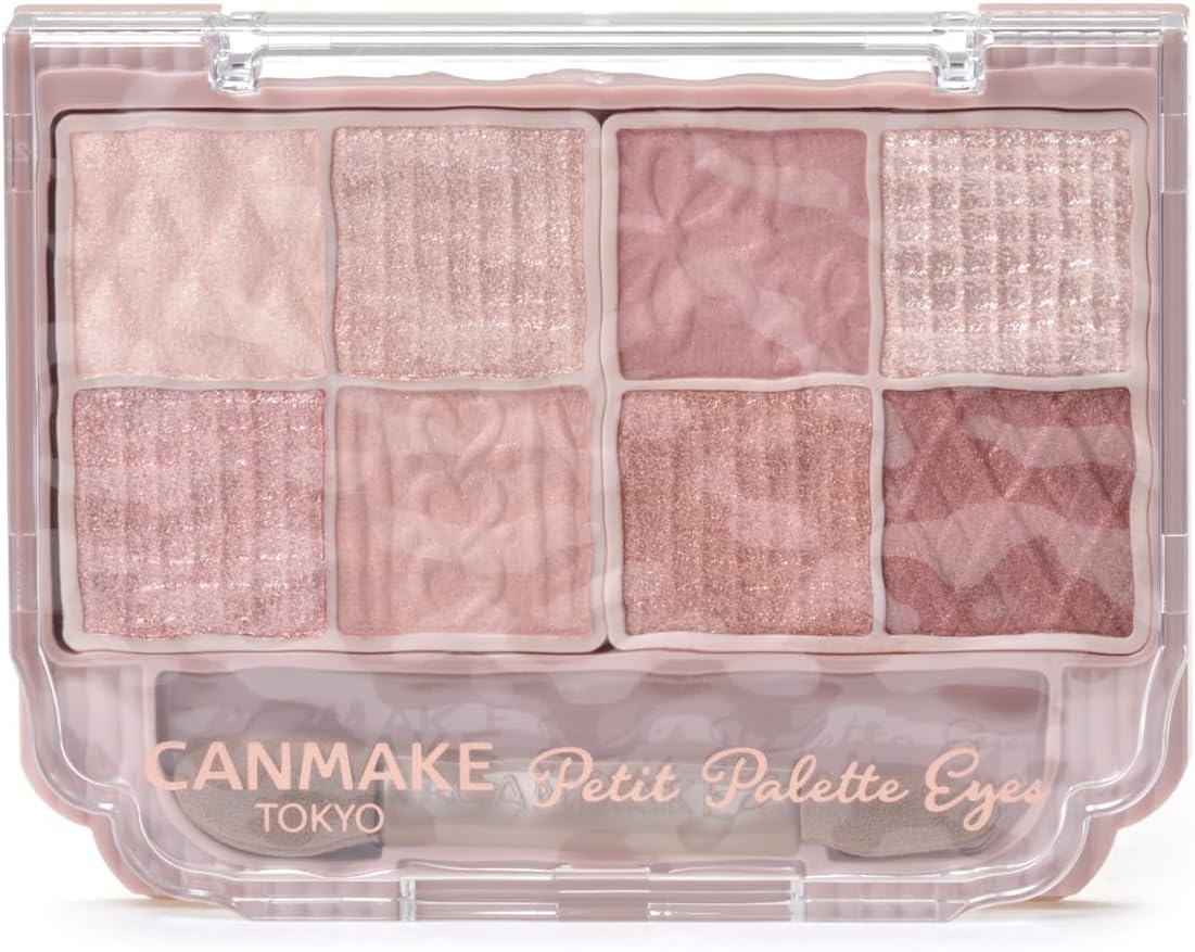 日本製-CANMAKE代購-迷你便攜8色眼影盤PetitPaletteEyes2g3色可選-單盒裝-日本進口CANMAKE口袋眼影盤8色壓盤01PlumeFlower粉米色02BonheurMarron紅棕色03MignonneRibbon甜粉色內附雙頭眼影棒霧面珠光亮片多重質地隨身攜帶適用-改善眼影飛粉顯乾紋及攜帶不便-日系美容彩妝工具照