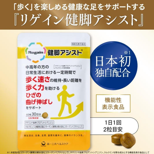 第一三共-Regain-健腳輔助-VAS評分變化圖表-顯示服用14日至90日膝關節不適感顯著下降數據-日本臨床實驗證明