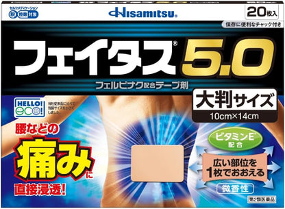 Made in Japan: Hisamitsu Pharmaceutical | Feitas 5.0 Professional Anti-inflammatory Pain Relief Patch, Large, 20 sheets (B3339)