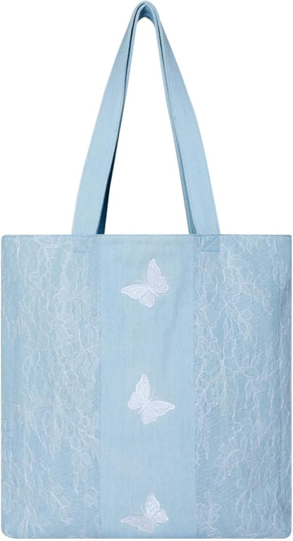 日本直送：DENIM MUSEUM 蝶影喱士刺繡法式牛仔袋 (B3160)