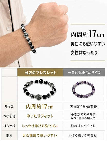 一條兼具優雅與玄學守護力量的日系男女性開運天然石手鍊。由色澤溫潤、質感內斂的健康系天然寶石圓珠串成，珠子表面光滑且帶有天然的細緻紋理。手鍊整體線條流暢，設計精緻且不失沉穩，完美展現出能調理磁場、帶來健康與事業好運的日式美學。