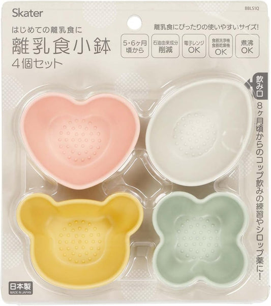 日本製-Skater-離乳食小缽-4個套裝-復古霧面色-BBLS1Q-微波食洗可用