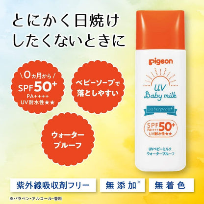 日本製-Pigeon-貝親-嬰幼兒防水防曬乳-SPF35-SPF50-物理性防曬-Waterproof-嬰兒保養