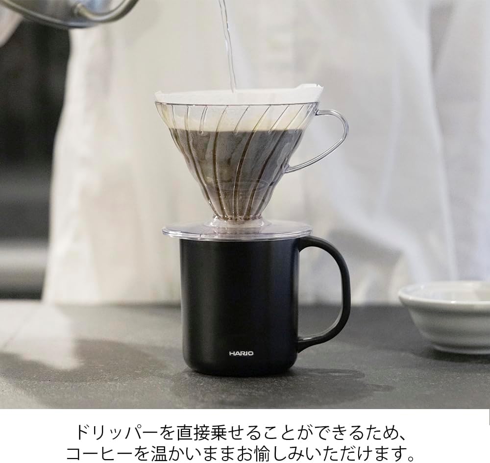 日本直送：HARIO 陶瓷塗層真空保溫馬克杯 (350ml / 470ml / 黑白 2色可選) (B3844)
