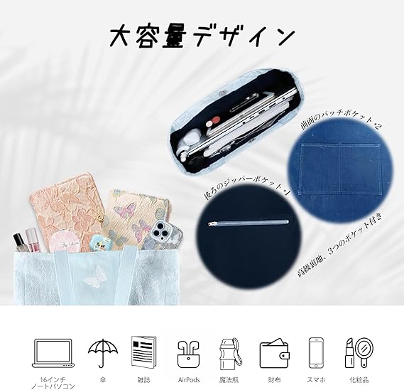 日本直送：DENIM MUSEUM 蝶影喱士刺繡法式牛仔袋 (B3160)