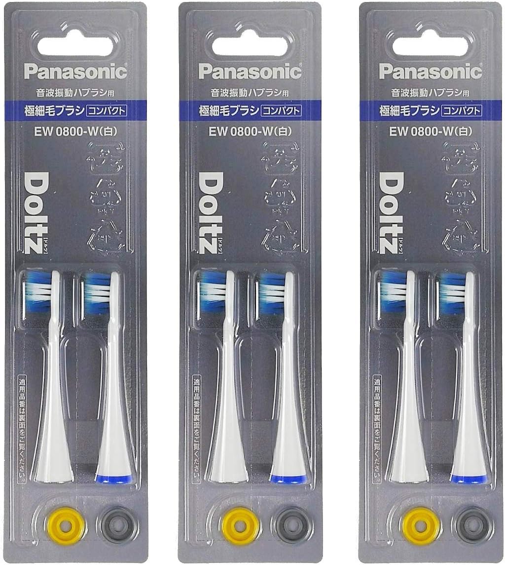 日本製-Panasonic-Doltz-音波電動牙刷頭-EW0800-W-極細毛刷頭-2本入3包裝-共6支組-更換時間貼紙附贈-牙周袋護理
