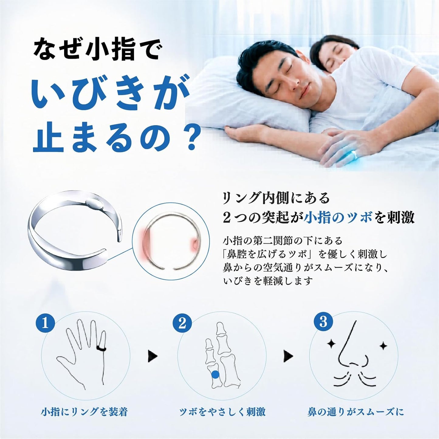 日本直送： 日本穴位按摩止鼾安眠戒指 (B3639)