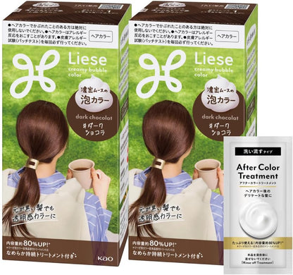 日本製-Liese-花王-泡沫染髮劑-皇家棕色-2瓶裝-居家染髮-高濃度泡泡-護髮成分配合-產品展示照