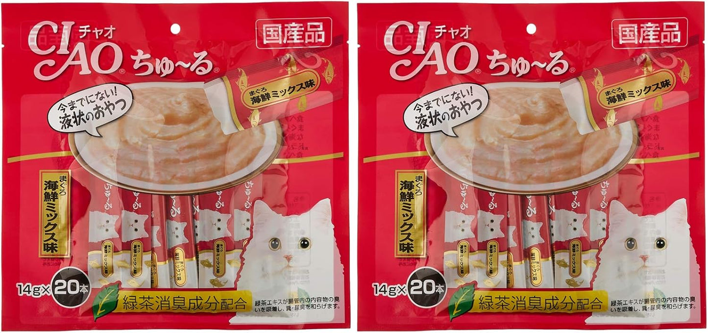 Made in Japan: CIAO Churu | Tuna Assorted Puree for Cats 14g x 40 sticks (B3307)
