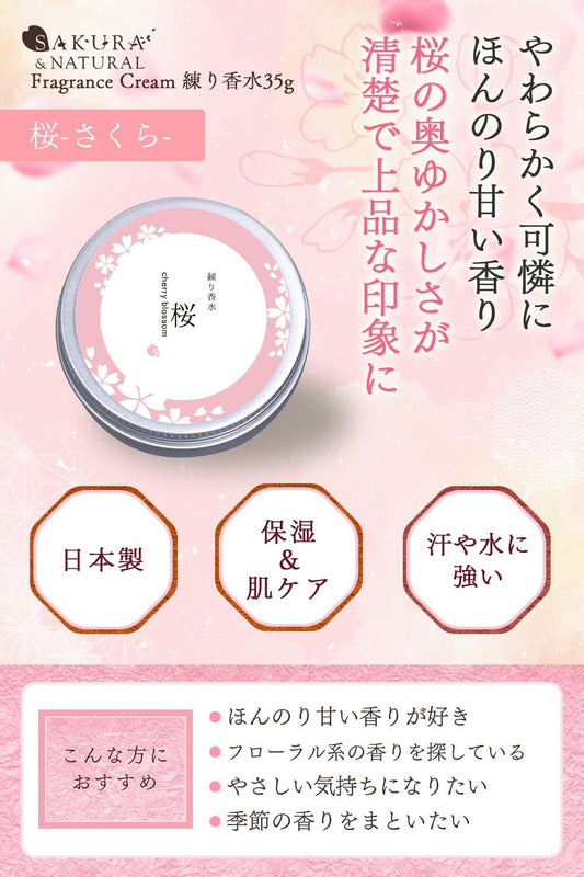 日本製：SAKURA  NATURAL ｜ 藥用級密集保濕香水膏 35g (B3651)