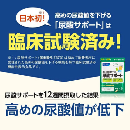 日本製 FANCL 降低尿酸值營養素 120 粒，含有藤茶提取物與殼聚醣，經臨床實驗認證，針對尿酸管理與關節靈活度之健康食品