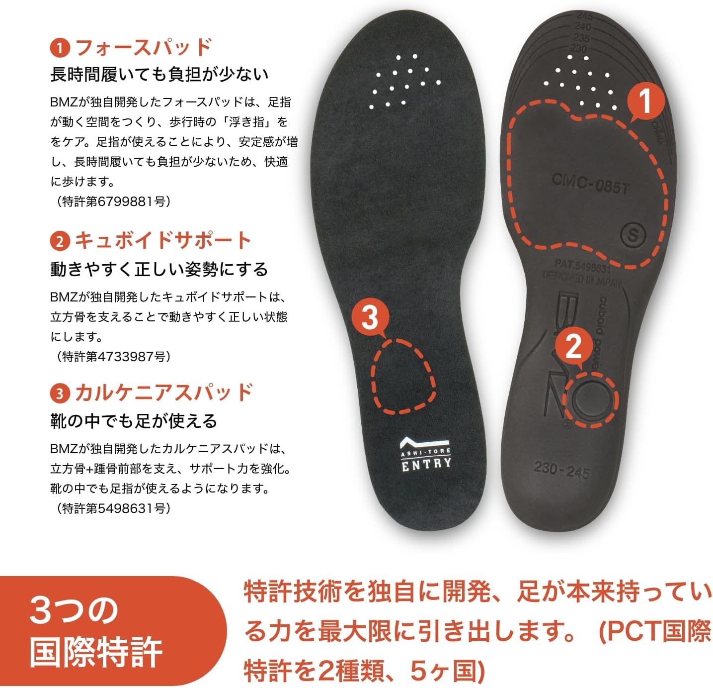 日本直送： BMZ Ashitore Entry 趾骨支撐步行訓練功能鞋墊 (B3620)