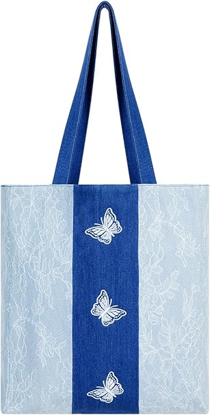 DENIM MUSEUM 蝶影喱士刺繡法式牛仔袋