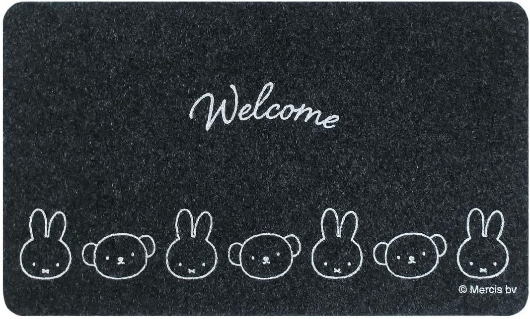 日本製-Okato代購-Miffy與Boris室內室外通用防水止滑玄關地墊L號45x75cm-平鋪包裝-日本進口オカトーMiffy米飛兔Boris熊超薄0.5cm可水洗刮泥防滑玄關地墊-室內外通用開門不卡縫水洗易乾-改善鞋底泥沙帶回家及門口地墊卡門縫-日系簡約美學家居用品照