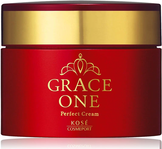 日本製-KOSE代購-高絲GraceOne濃潤抗衰老修護面霜-100g大容量瓶裝附贈鼻用角栓貼-日本進口高絲熟齡肌逆齡乳霜-雙重膠原蛋白玻尿酸保濕-防皺紋鬆弛暗沉乾裂-敏感肌低刺激配方-改善英國硬水暖氣乾燥肌膚問題-男女適用面部護膚保養照