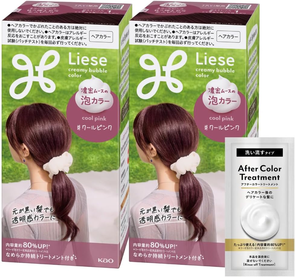 日本製-Liese-花王-泡沫染髮劑-皇家棕色-2瓶裝-居家染髮-高濃度泡泡-護髮成分配合-產品展示照
