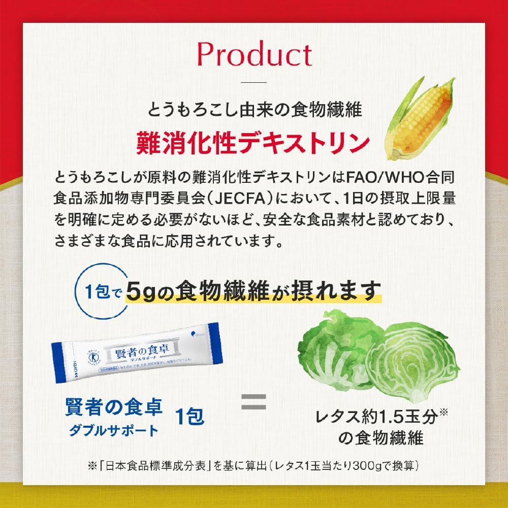 日本製大塚製藥賢者之食卓 6g x 30 包裝盒與條裝設計，展示粉末倒入奶茶中高水溶性無色無味的溶解過程，主打阻糖隔油與腸道健康管理。